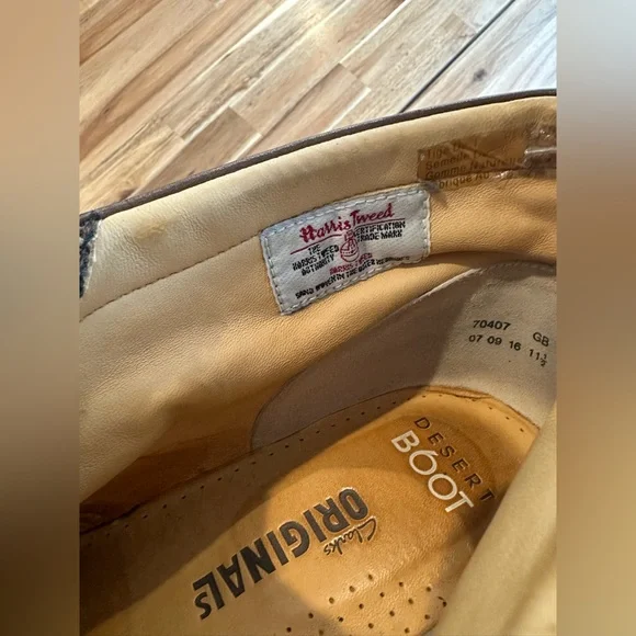 Clark’s Harris Tweed Desert Boots Chukka Wool Herringbon Leather US 12 - Picture 5 of 9